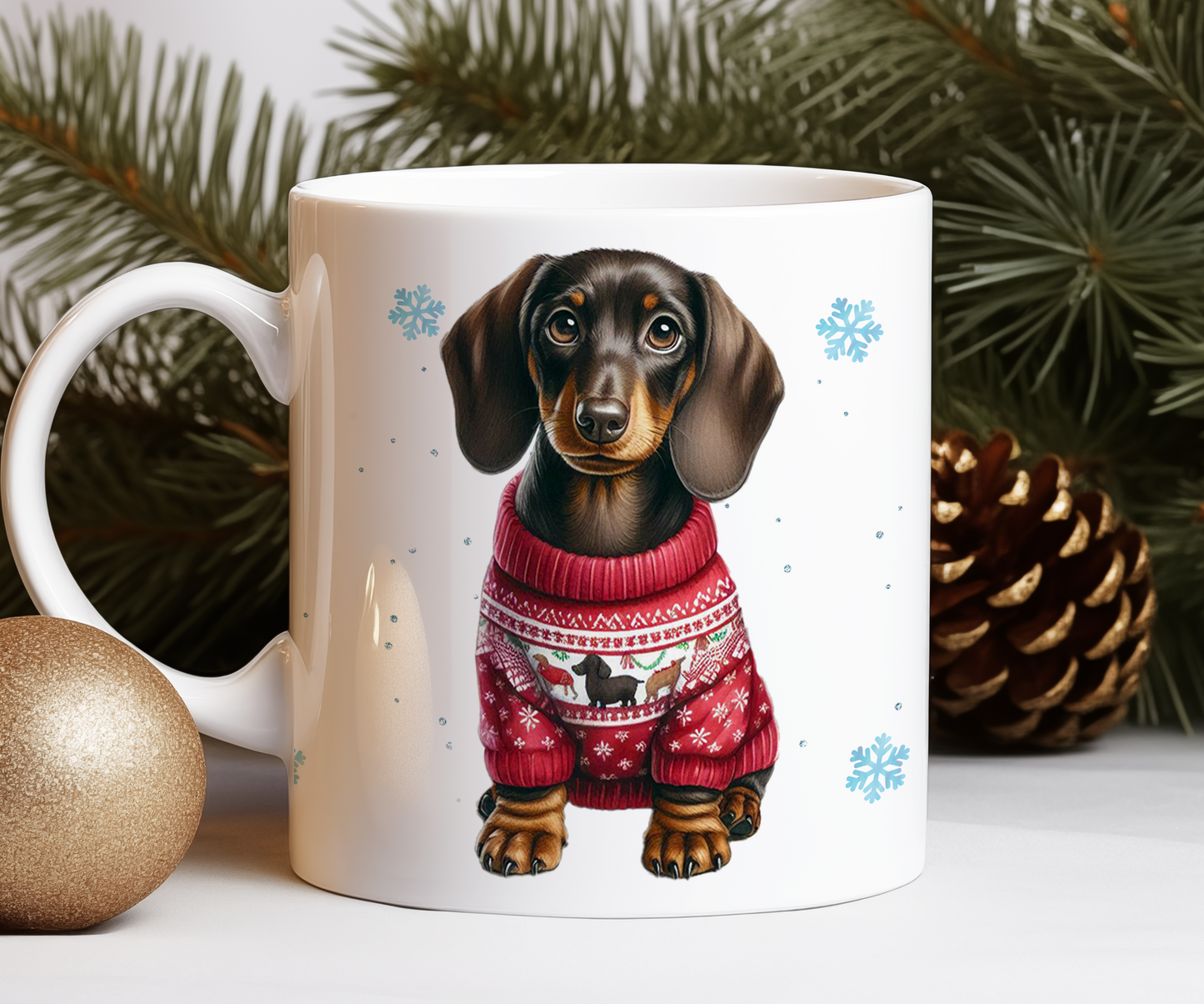 Personalised Dachshund Dog Christmas Jumper Gift Mug