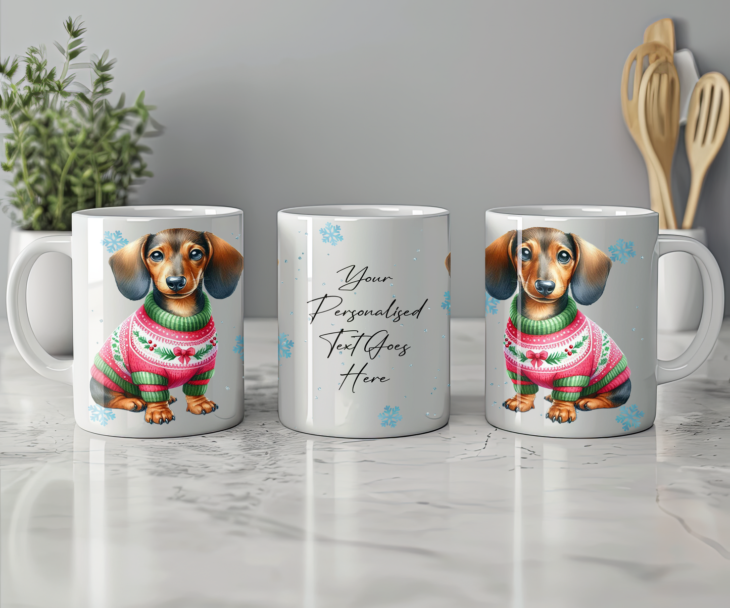 Personalised Dachshund Dog Christmas Jumper Gift Mug - Style A