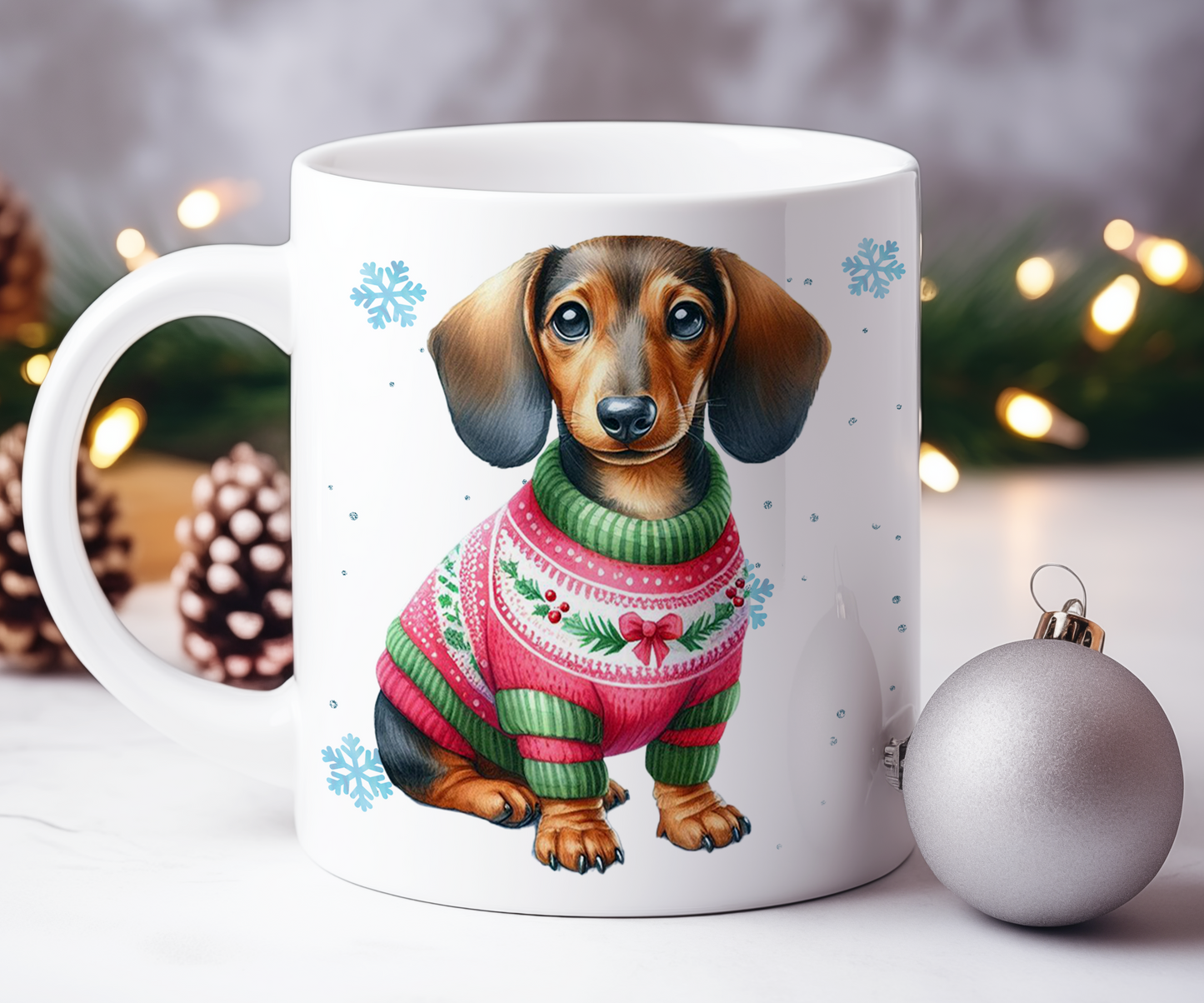 Personalised Dachshund Dog Christmas Jumper Gift Mug - Style A