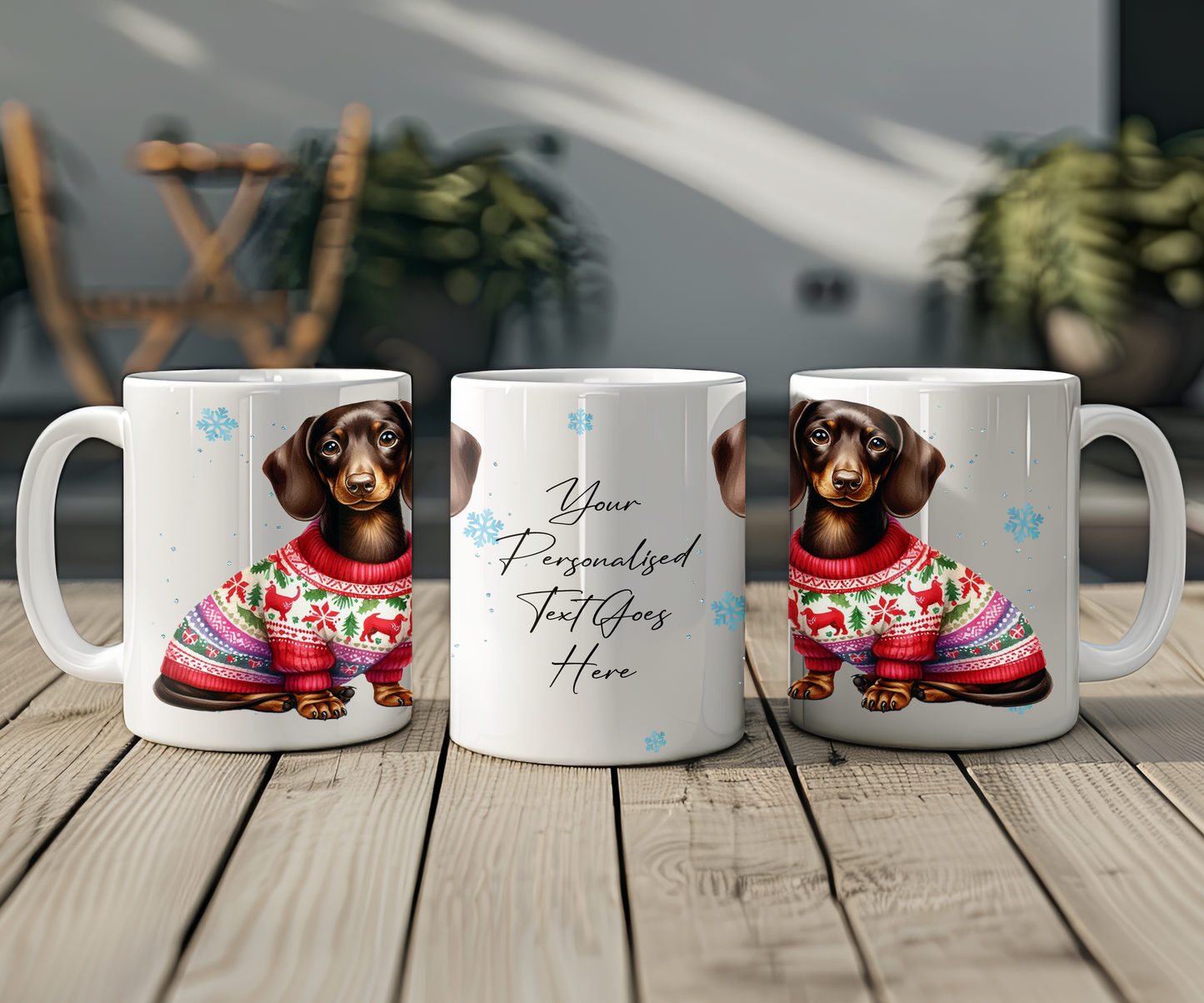 Personalised Dachshund Dog Christmas Jumper Gift Mug - Style B