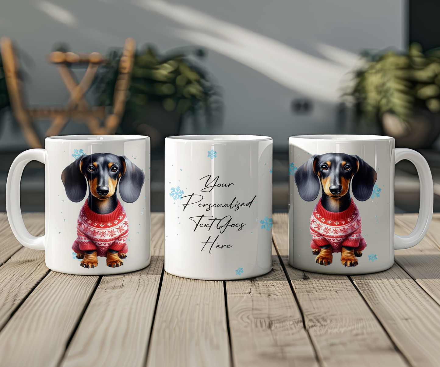 Personalised Dachshund Dog Christmas Jumper Gift Mug - Style C