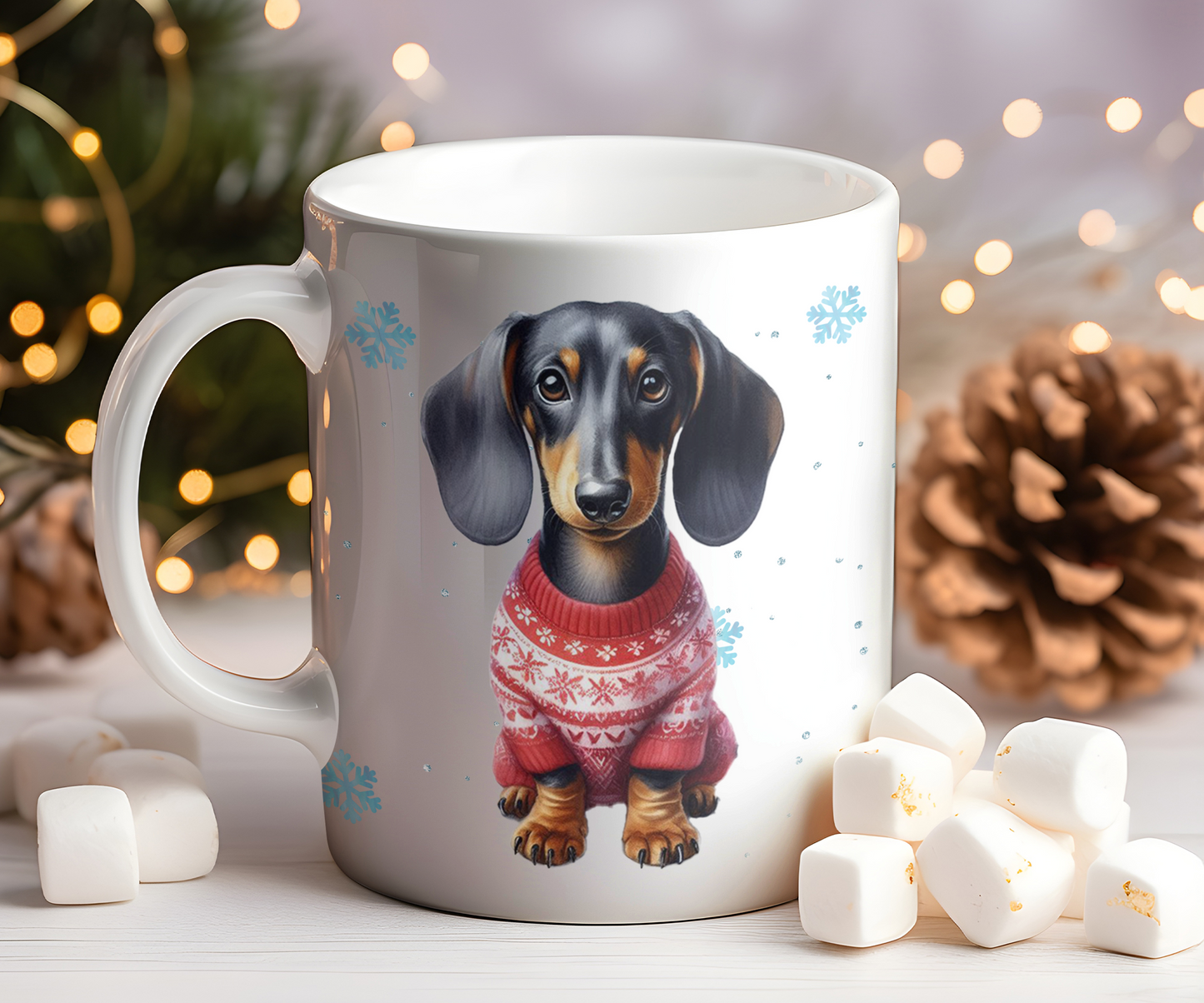 Personalised Dachshund Dog Christmas Jumper Gift Mug - Style C