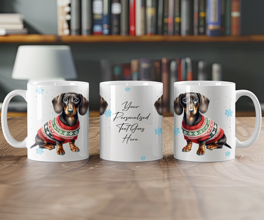 Personalised Dachshund Dog Christmas Jumper Gift Mug - Style D