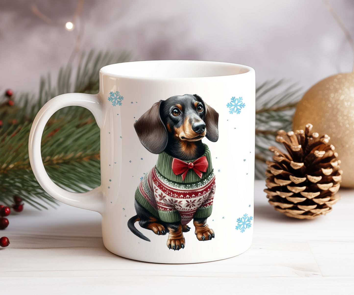 Personalised Dachshund Dog Christmas Jumper Gift Mug - Style E