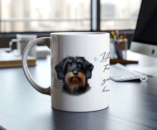 Personalised Dog Gift Mug - Wirehaired Dachshund with Custom Message and Optional Hearts