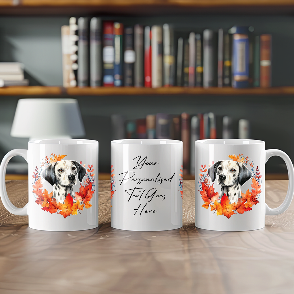 Personalised Dalmatian in an Autumn wreath - Keepsake Mug, ideal gift for Birthday and Christmas Gift, by Floppsie Moppsie – floppsiemoppsie at floppsiemoppsie.co.uk