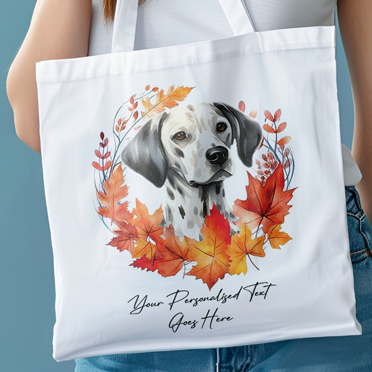 Personalised Dog Autumn Wreath Dalmatian Tote Bag