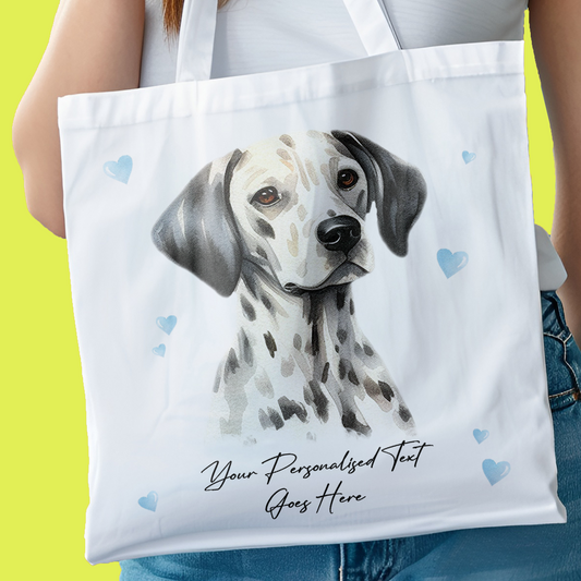 Personalised Dog Love Hearts Dalmatian Tote Bag