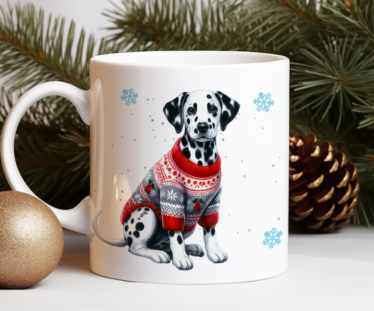 Personalised Dalmatian Dog Christmas Jumper Gift Mug