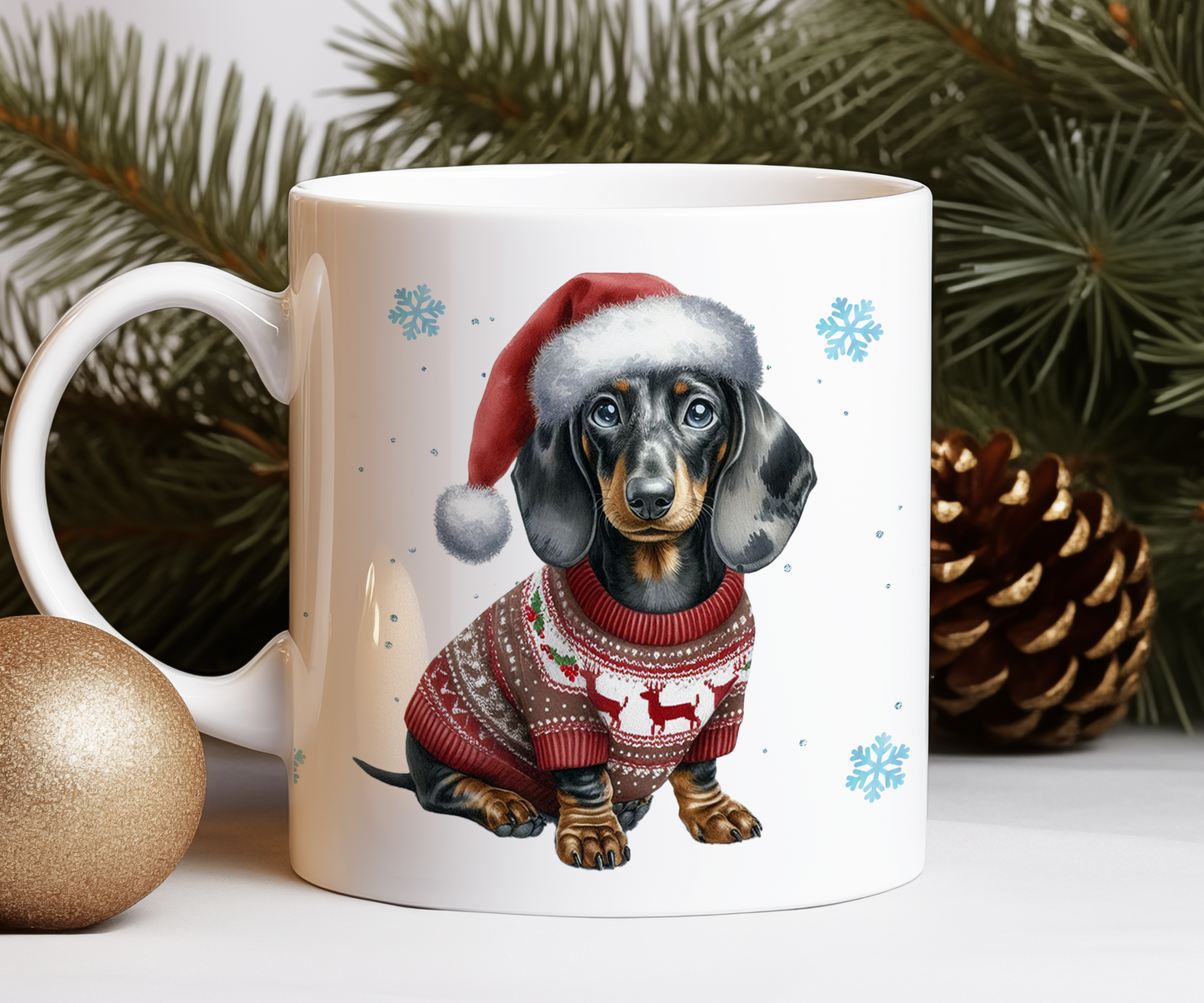 Personalised Dappled Dachshund Dog Christmas Jumper Gift Mug - Style B