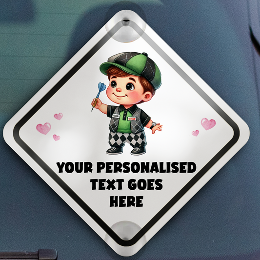 Personalised Baby Child On Board Car Window Sign - Darts