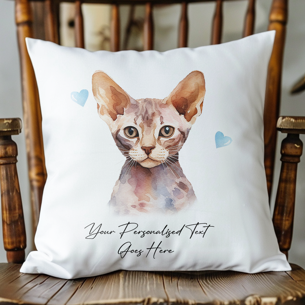 Personalised Devon Rex Cat Love Hearts - Cushion Cover Gift