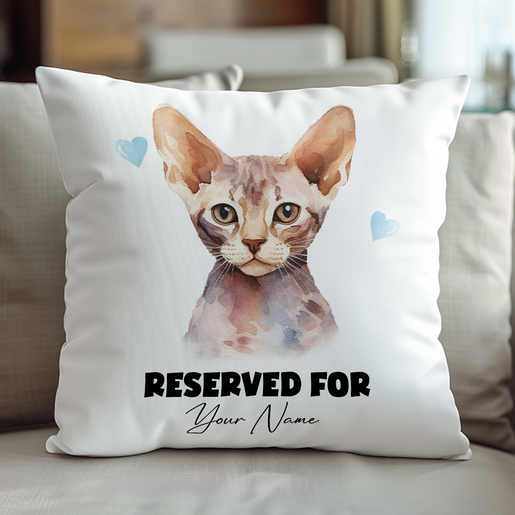 Personalised Devon Rex Cat RESERVED FOR - Cushion Cover Gift