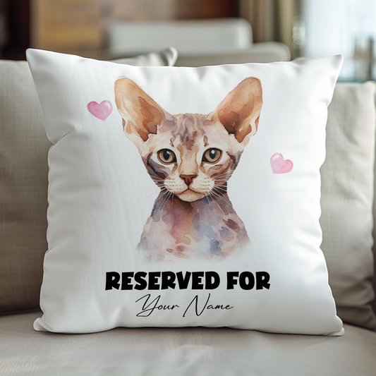 Personalised Devon Rex Cat RESERVED FOR - Cushion Cover Gift