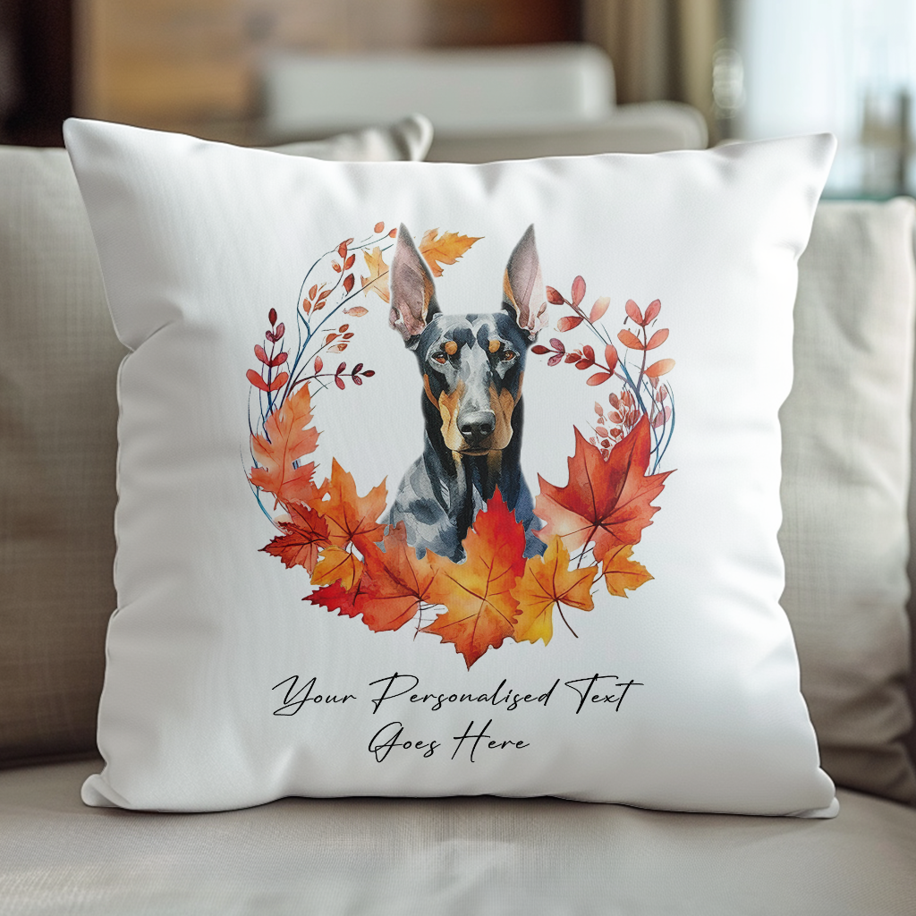 Dalmatian in Autumn Wreath Personalised Gift Cushion Cover