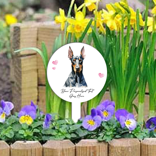 Personalised Dog Love Heart Grave Marker - Doberman