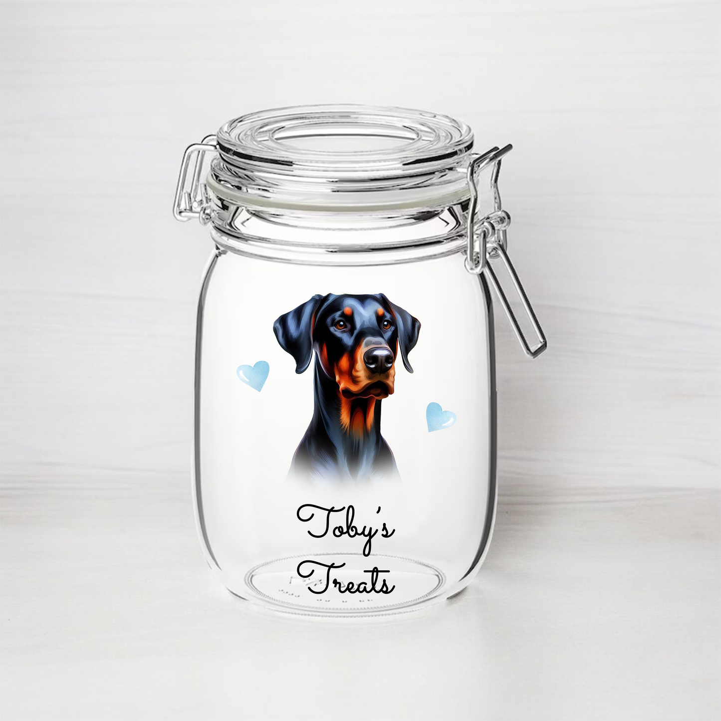 Personalised Doberman Treat Kilner Style Gift Jar B - DGJR22