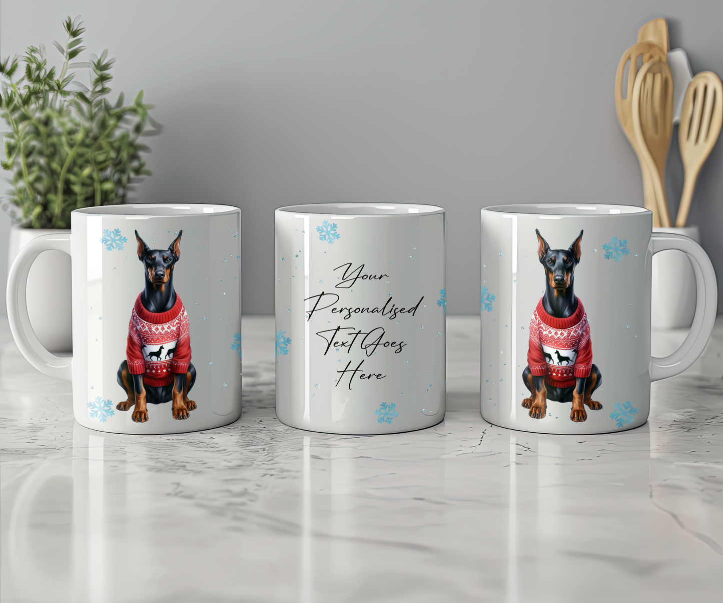 Personalised Doberman Dog Christmas Jumper Gift Mug