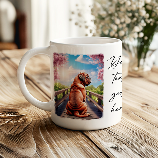 Personalised Bridge Dog Memorial Dogue De Bordeaux - Keepsake Gift Mug, by Floppsie Moppsie – floppsiemoppsie at floppsiemoppsie.co.uk