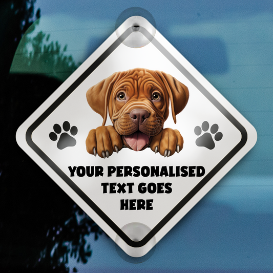 Personalised Dog On Board Car Window Sign - Dogue de Bordeaux