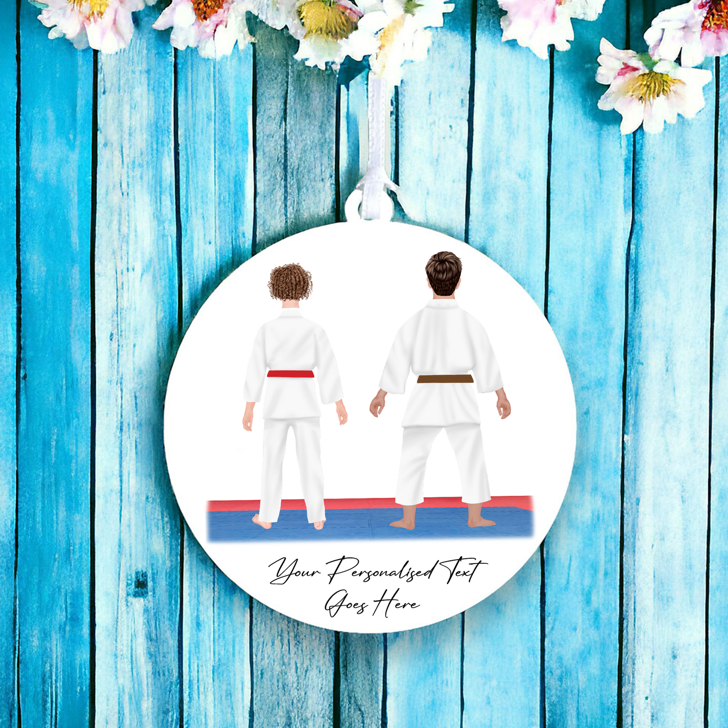 Personalised Karate, Judo, Ju Jitsu, Taekwondo Martial Arts Gi Creator - Hanging Decoration - 2 People