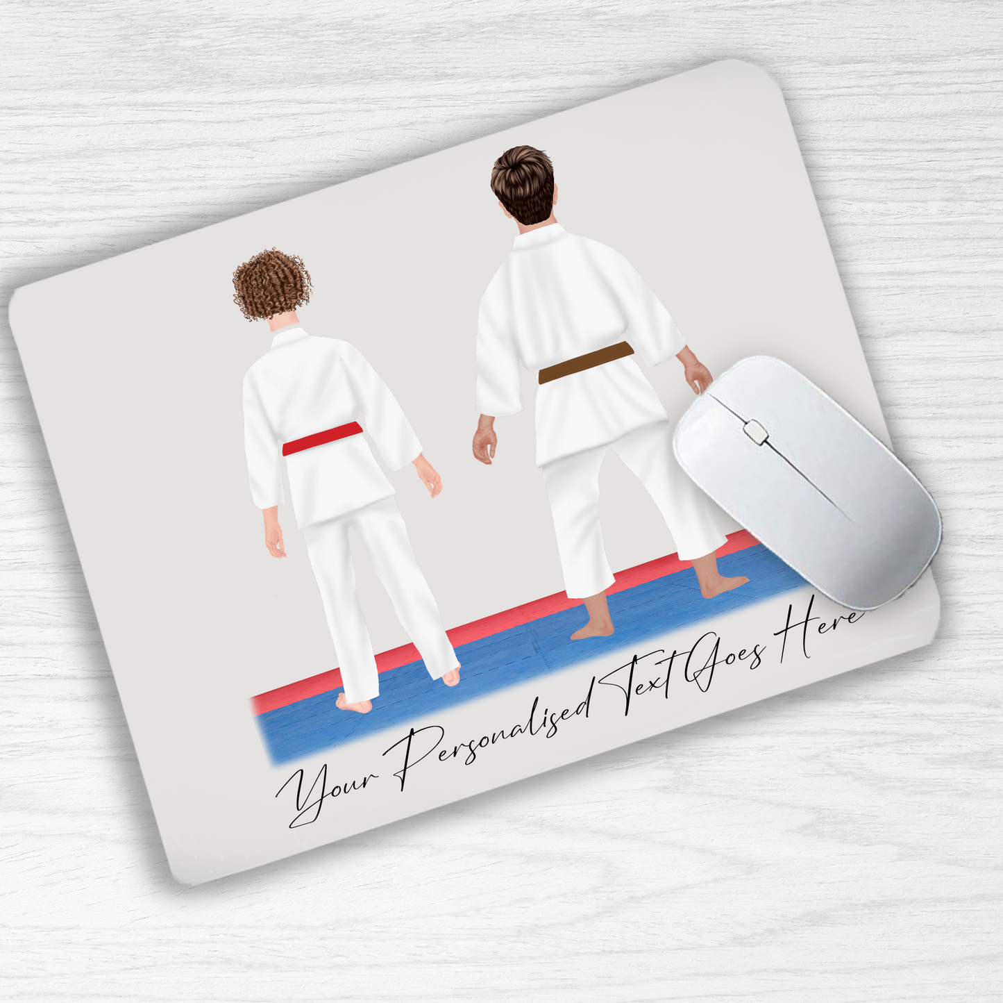 Personalised Karate, Judo, Ju Jitsu, Taekwondo Martial Arts Gi Creator - Mouse Mat - 2 People