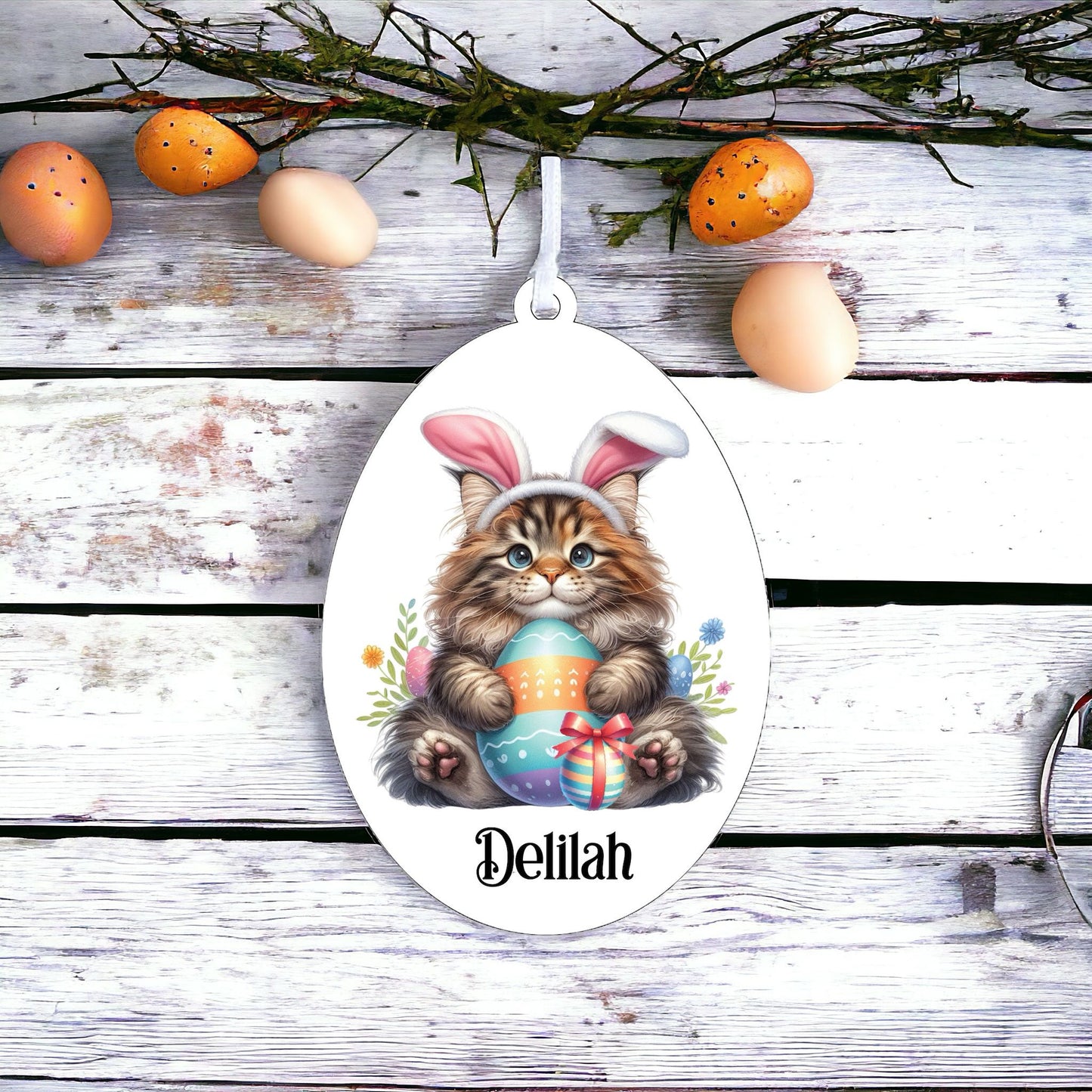 Personalised Maine Coon Cat Easter Egg Decoration