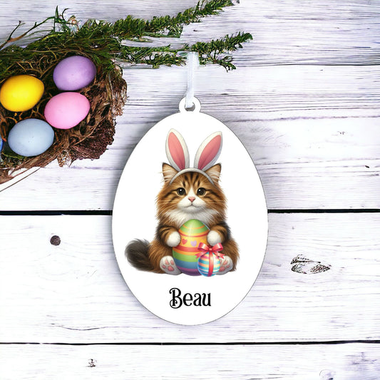 Personalised Norwegian Forest Cat Easter Egg Decoration