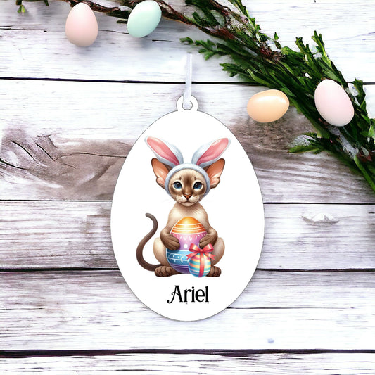 Personalised Oriental Shorthair Cat Easter Egg Decoration