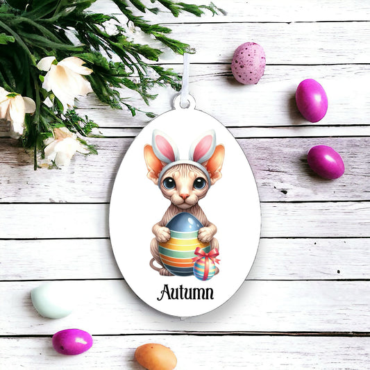 Personalised Sphynx Cat Easter Egg Decoration