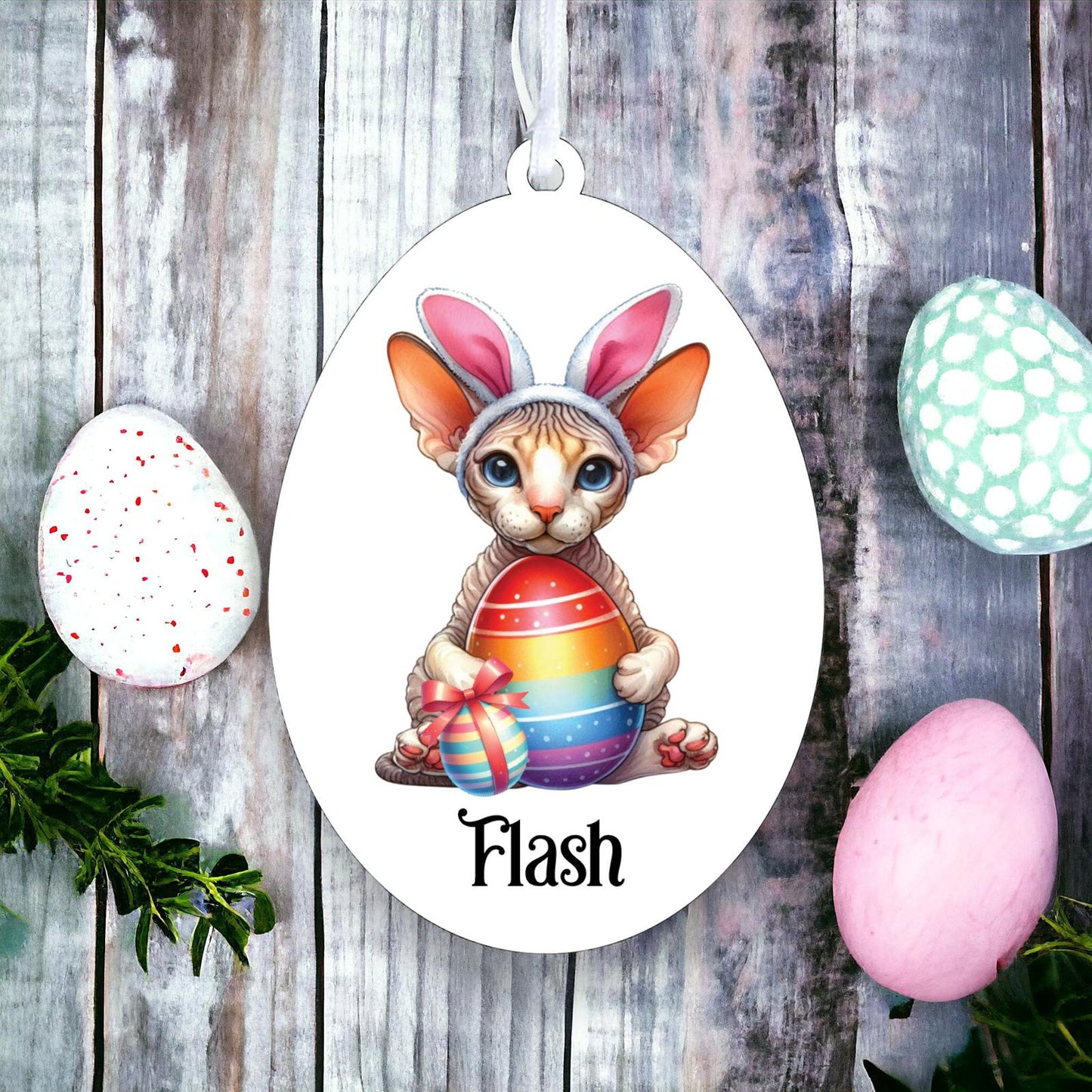 Personalised Cornish Rex Easter Egg Decoration