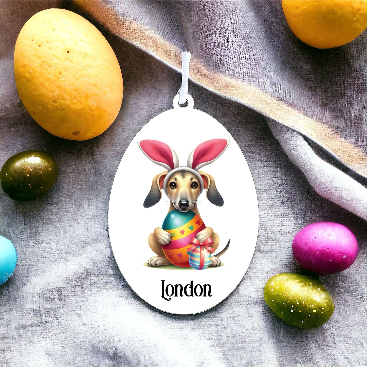 Personalised Greyhound Dog Easter Egg Decoration