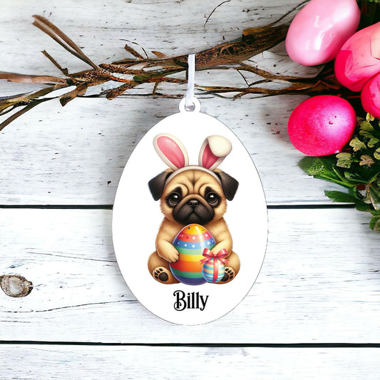 Personalised Pug Dog Easter Egg Decoration