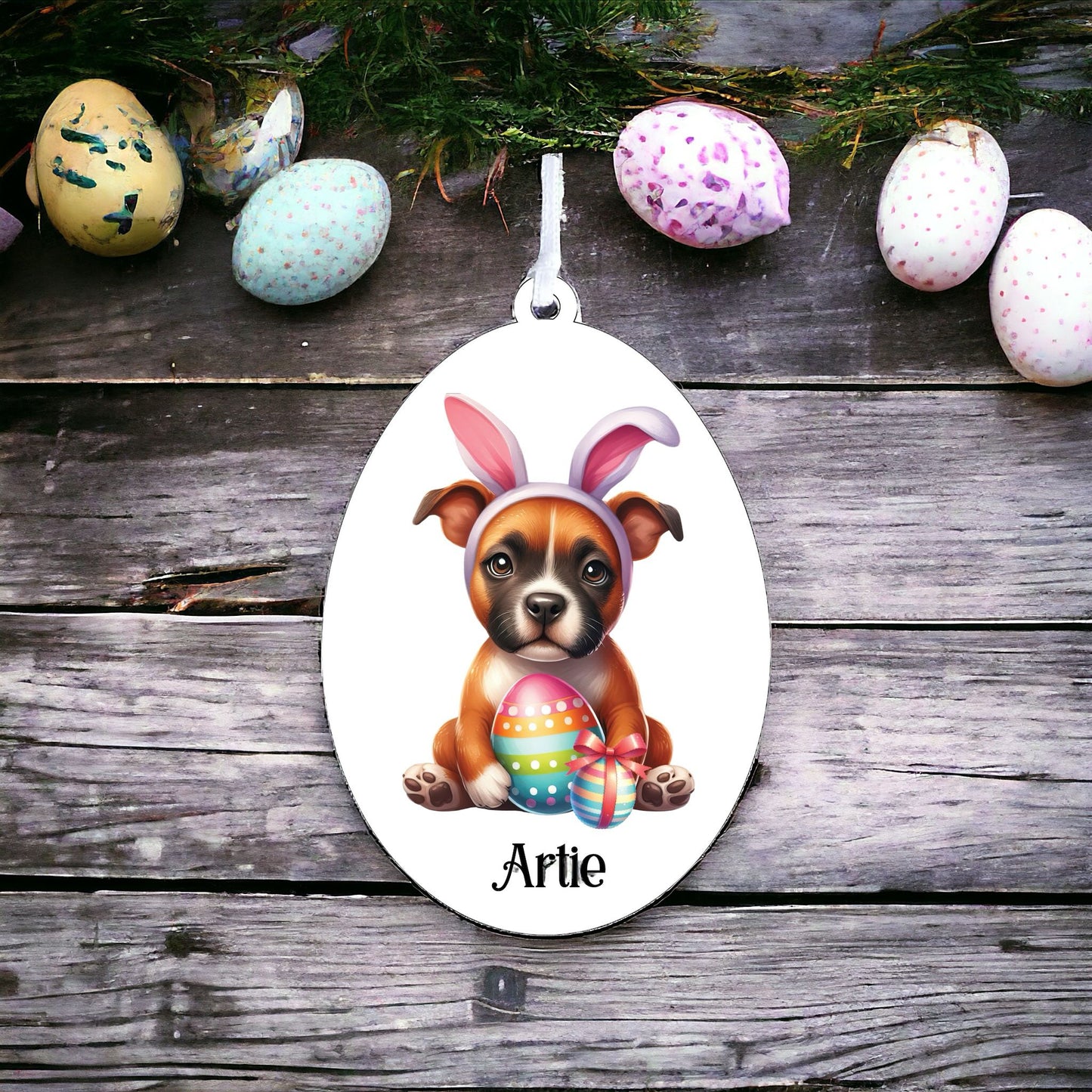 Personalised Staffordshire Bull Terrier Dog Easter Egg Decoration