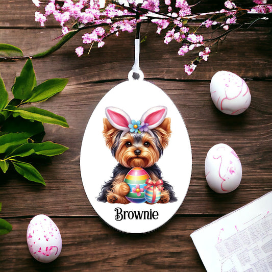 Personalised Yorkshire Terrier Dog Easter Egg Decoration