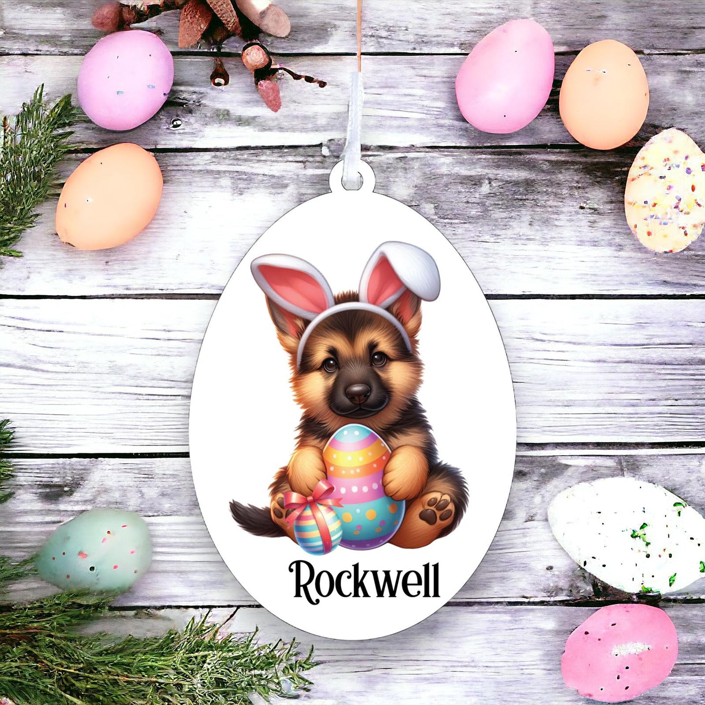 Personalised German Shepherd Easter Egg Decoration