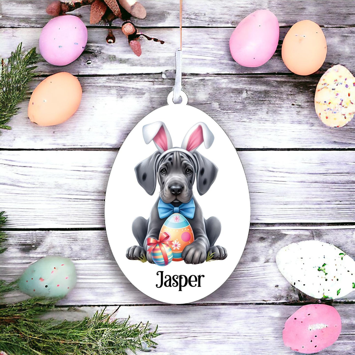 Personalised Great Dane Easter Egg Decoration