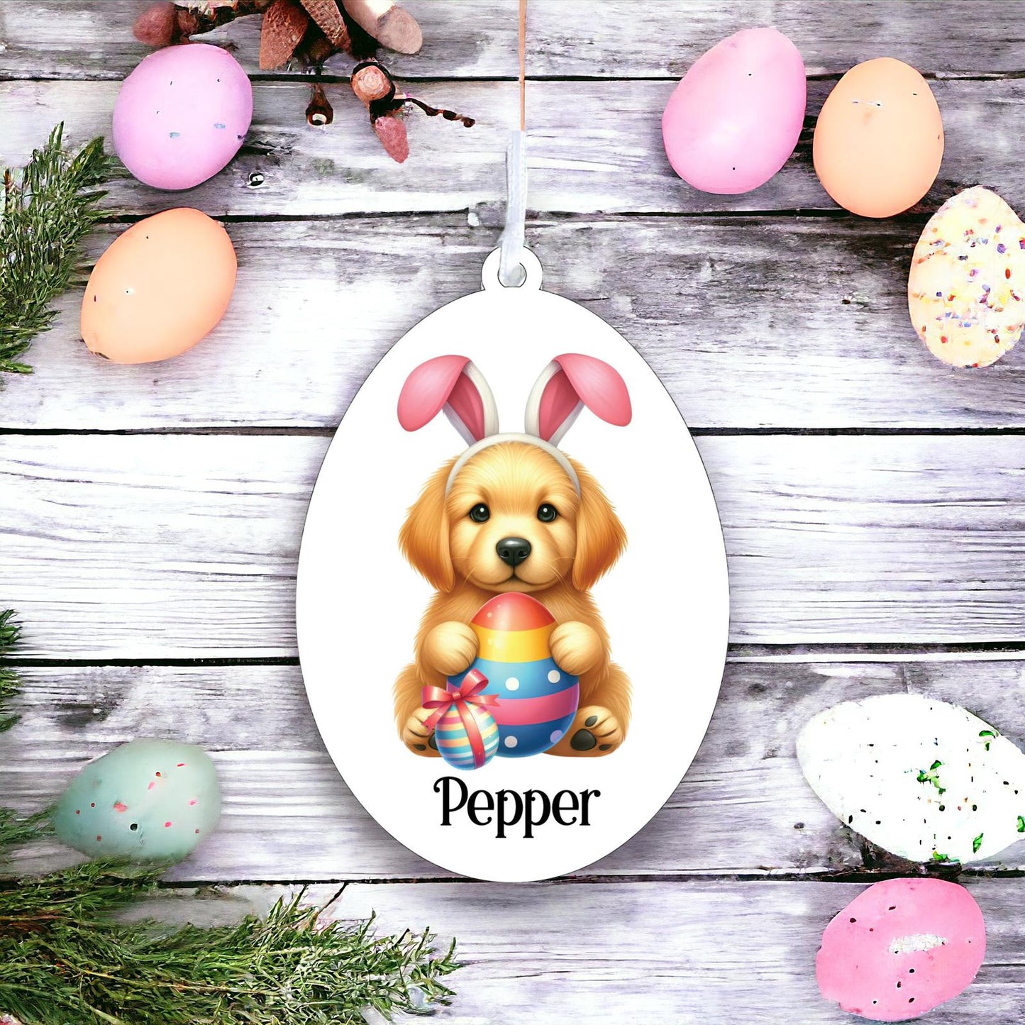 Personalised Golden Retriever Easter Egg Decoration