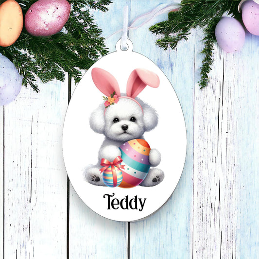 Personalised Bichon Frise Easter Egg Decoration