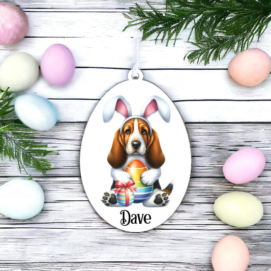 Personalised Basset Hound Easter Egg Decoration