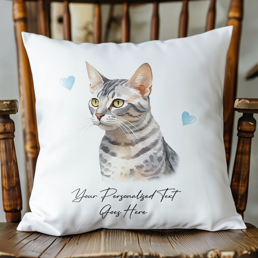 Personalised Egyptian Mau Cat Love Hearts - Cushion Cover Gift