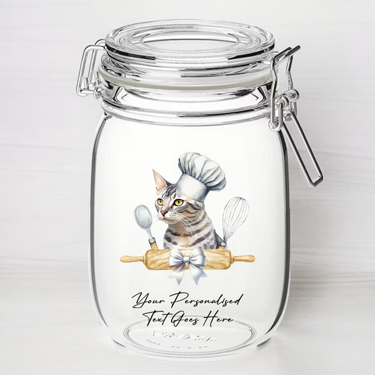 Personalised Egyptian Mau Chef Cat - Kilner Style Gift Jar