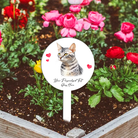 Personalised Cat Love Heart Grave Marker - Egyptian Mau