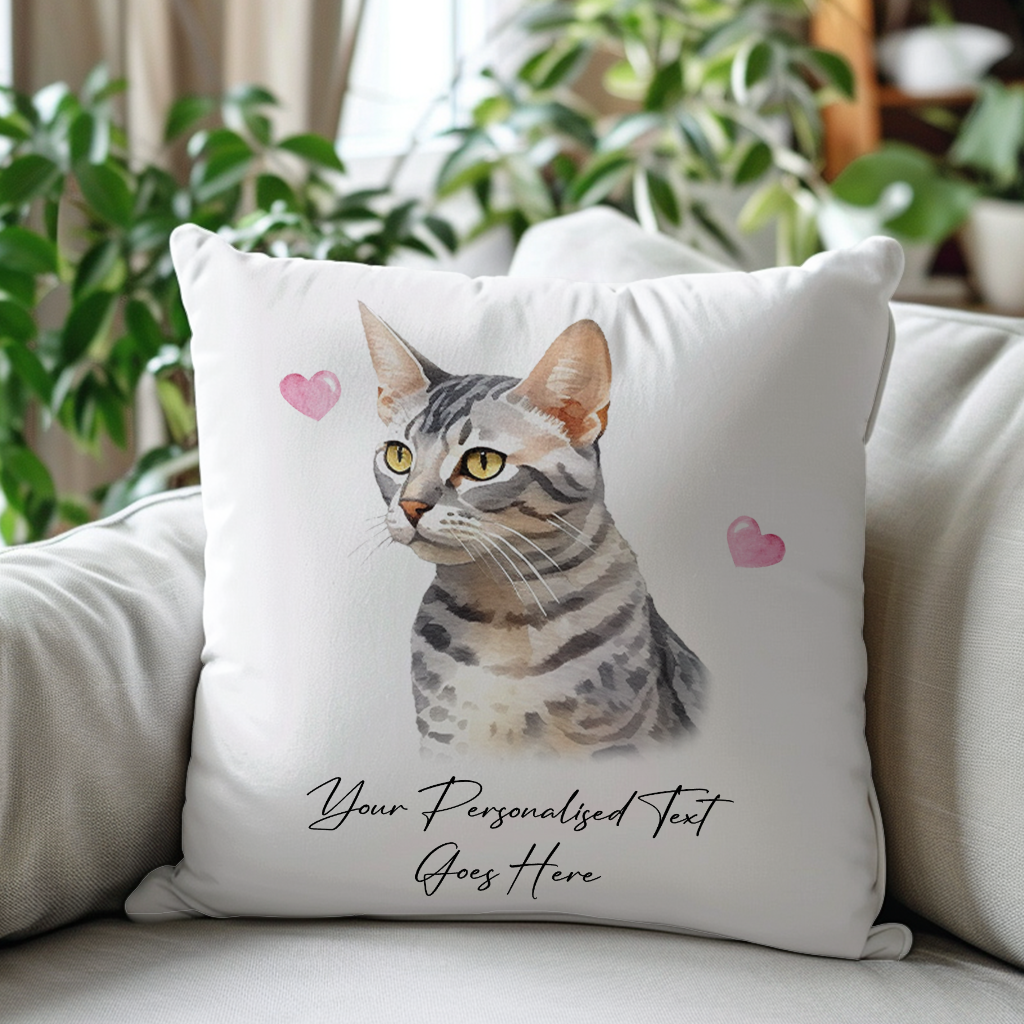 Personalised Egyptian Mau Cat Love Hearts - Cushion Cover Gift