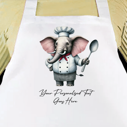 Personalised Watercolour Animal Chef Elephant Cooking Apron