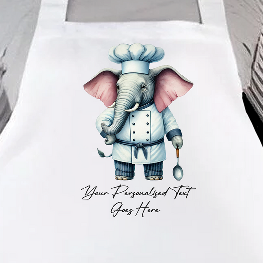 Personalised Watercolour Animal Chef Elephant Cooking Apron B