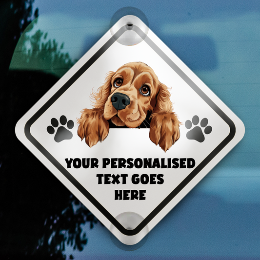 Personalised Dog On Board Car Window Sign - Cocker Spaniel