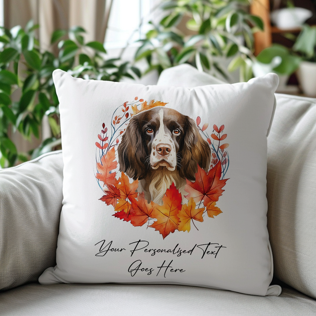 Doberman in Autumn Wreath Personalised Gift Cushion Cover B