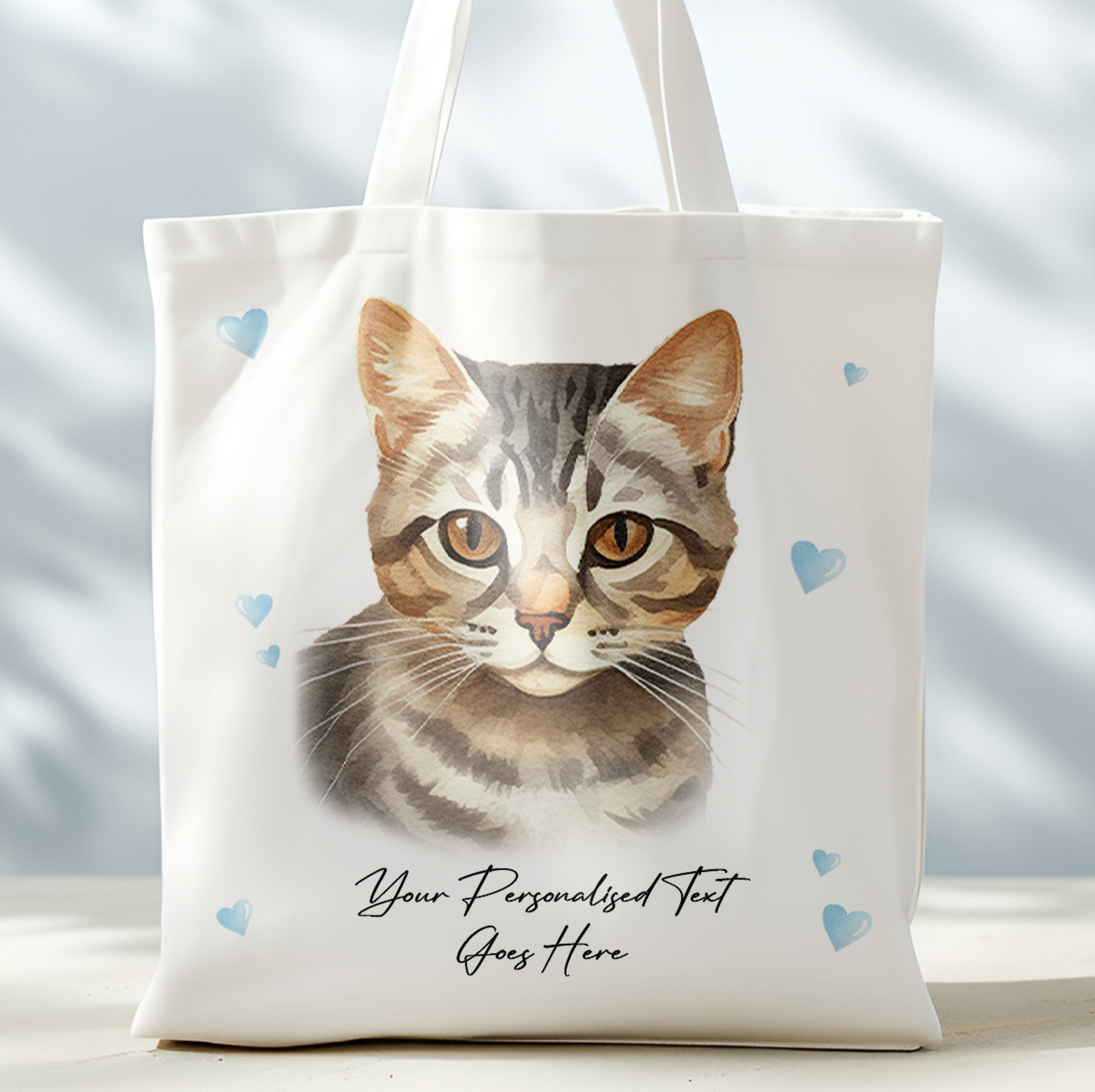 Personalised Cat Love Hearts Egyptian Mau Tote Bag