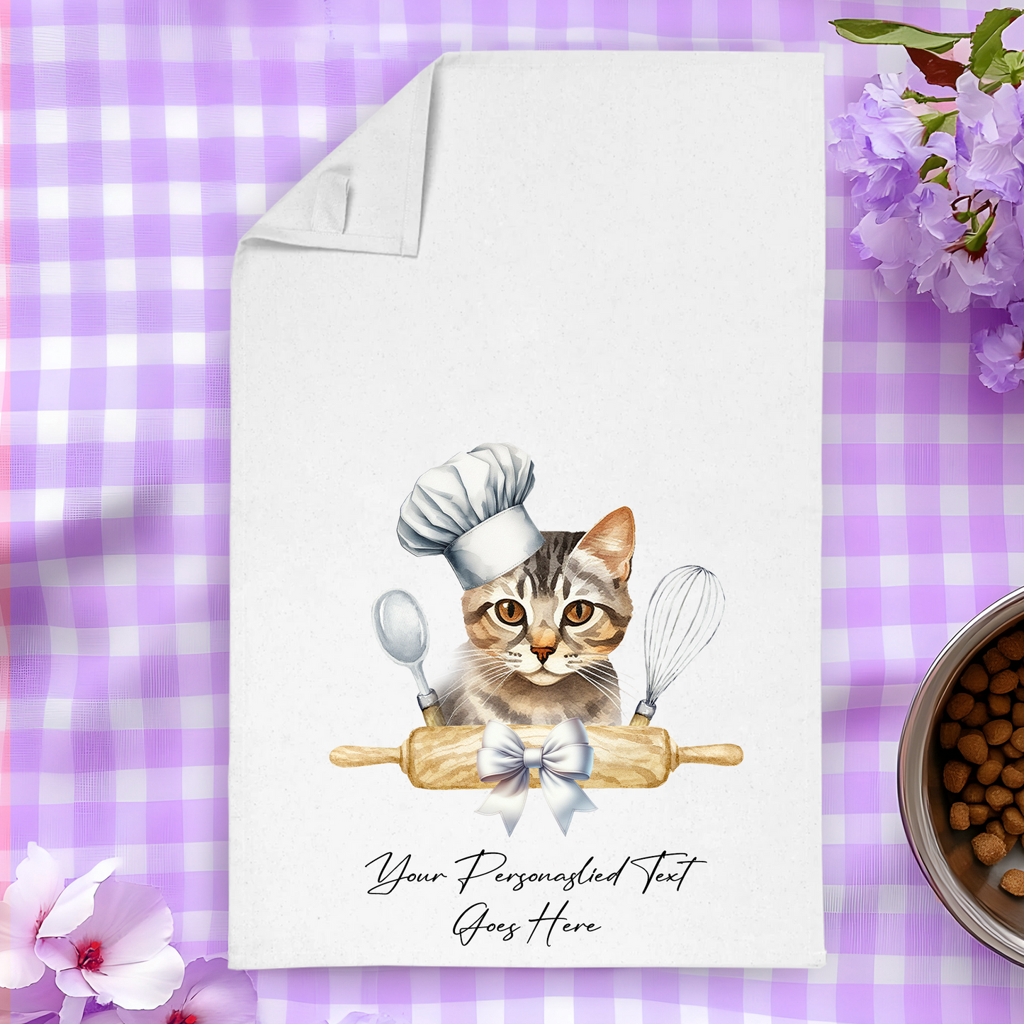 Personalised Cat In Chef Hat Gift Tea Towel - European Shorthair